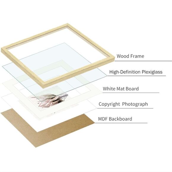 Framed Floral Wall Art Set of 2 – Pink Protea flowers with beige wood frames - Picture 10 of 10